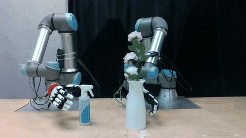 A real-robot flower-handling demonstration from the EgoMatrix project.