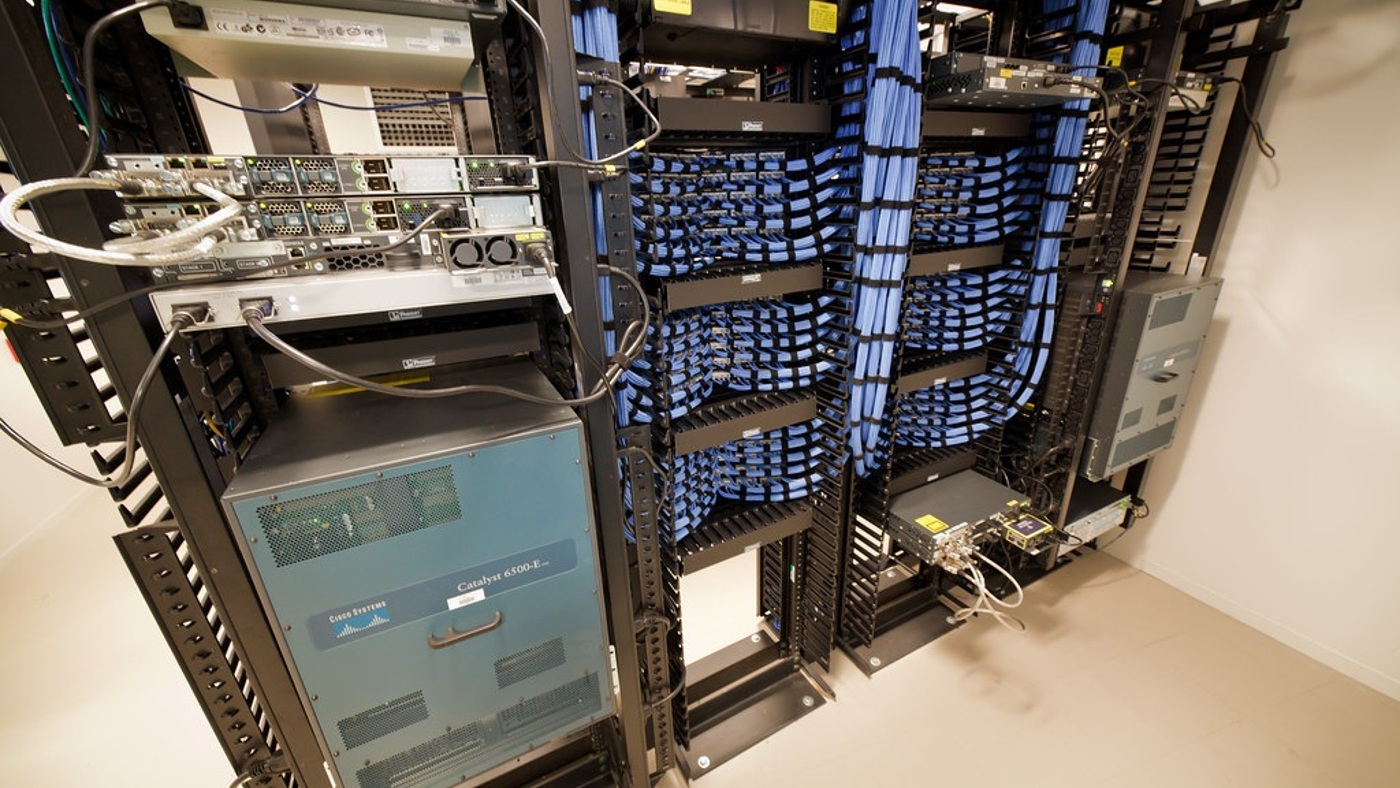 A data-centre network core. Computing-infrastructure context for efficient attention, not hardware measured in the paper.