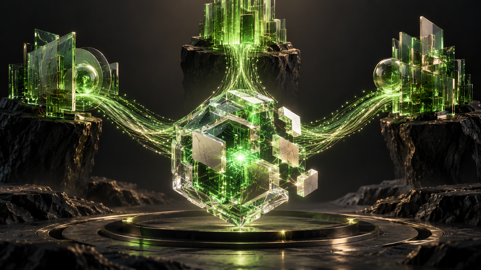 AI-generated conceptual illustration: Specialist knowledge streams restore a central model core.